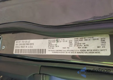 2022 Jeep Grand Cherokee Limited 4X4 z USA, uszkodzony, nr VIN 1C4RJHBG7N8610015